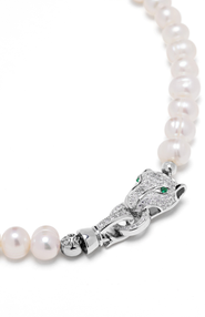 Nialaya Panther Head Pearl Choker