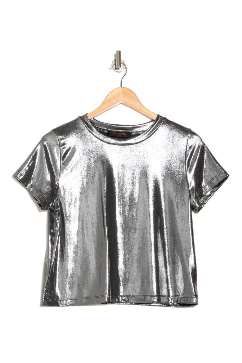 Metallic Crewneck T-Shirt, Alternate, color, SILVER