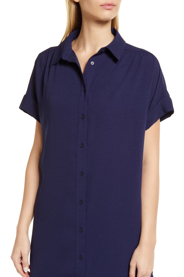 Short Sleeve Shirtdress, Alternate, color, NAVY PEACOAT