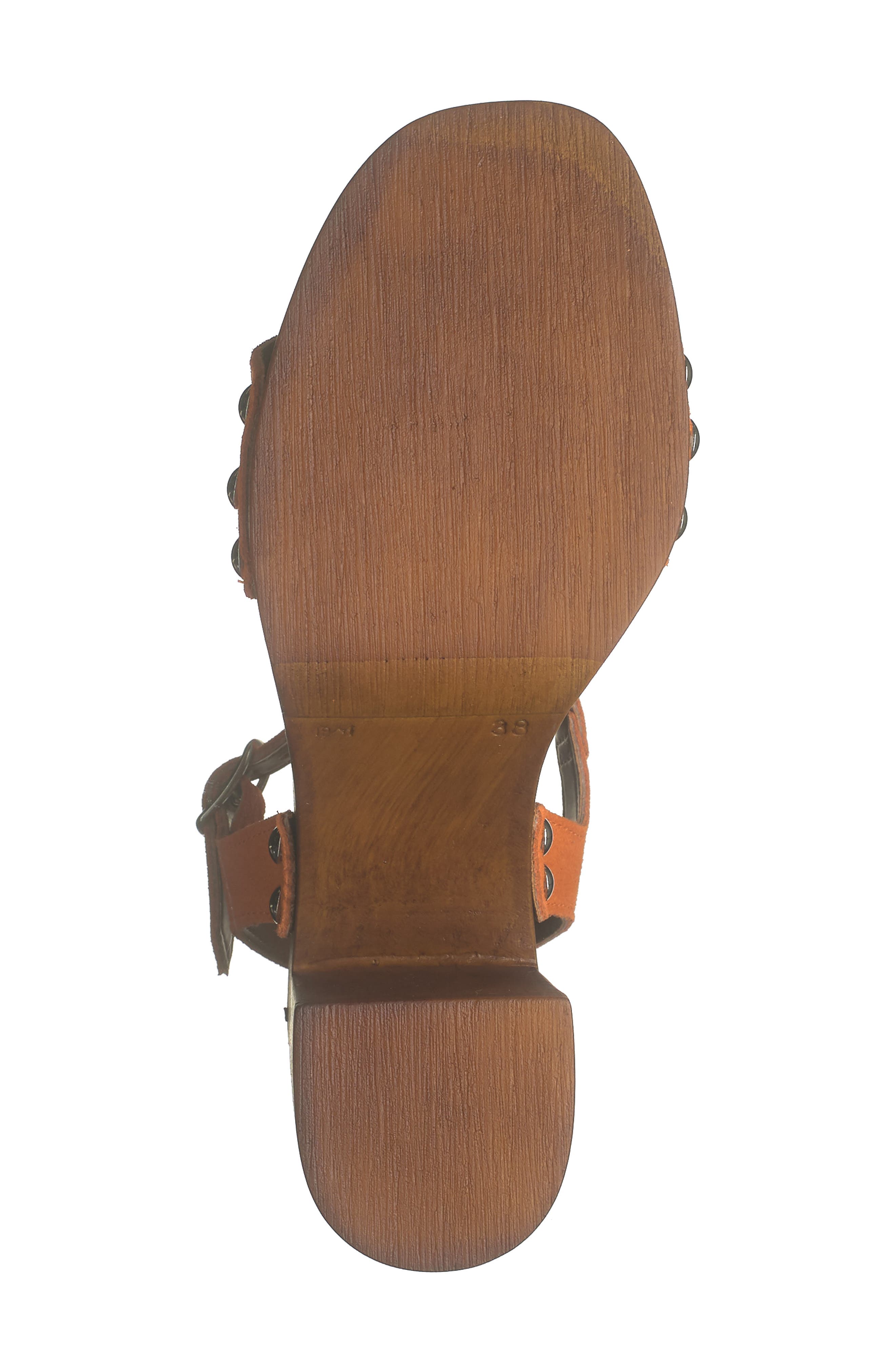 Exposed Leather Block Heel Sandal, Alternate, color, ORANGE SUEDE