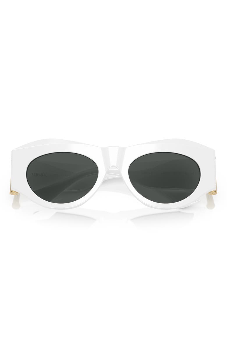 Versace 52mm Oval Sunglasses, Alternate, color, White