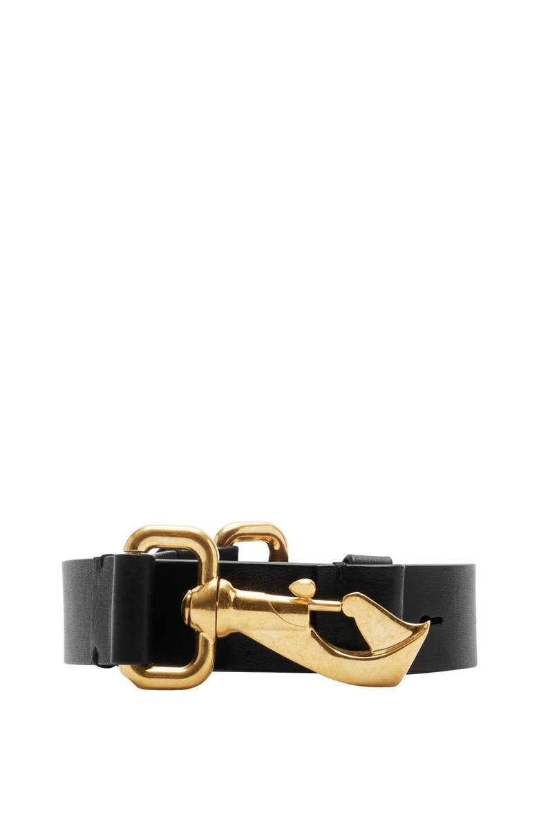 Burberry Leather Equestrian Belt, Main, color, Black
