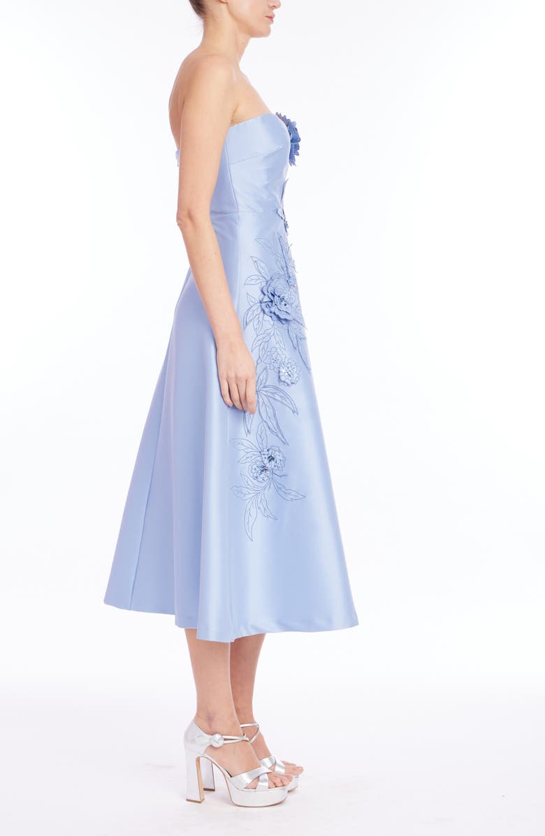 Badgley Mischka Collection Floral Appliqué Fit & Flare Party Dress, Alternate, color, Periwinkle