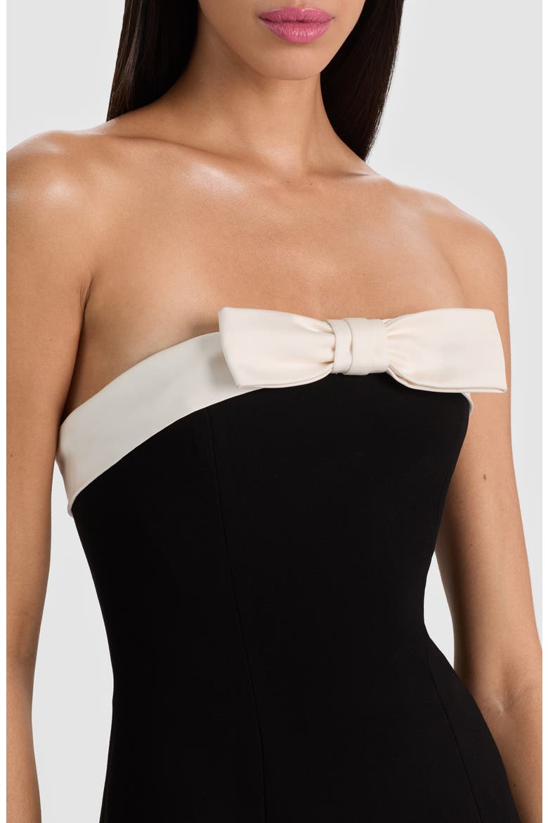 Katya Sculpted Bow Strapless Minidress, Alternate, color, BLACK/ OFF WHITE