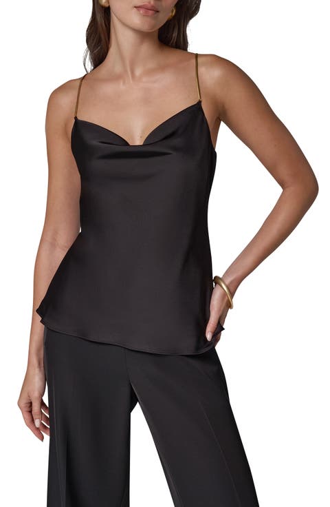 Cowl Neck Cami with Metallic Hardware Straps