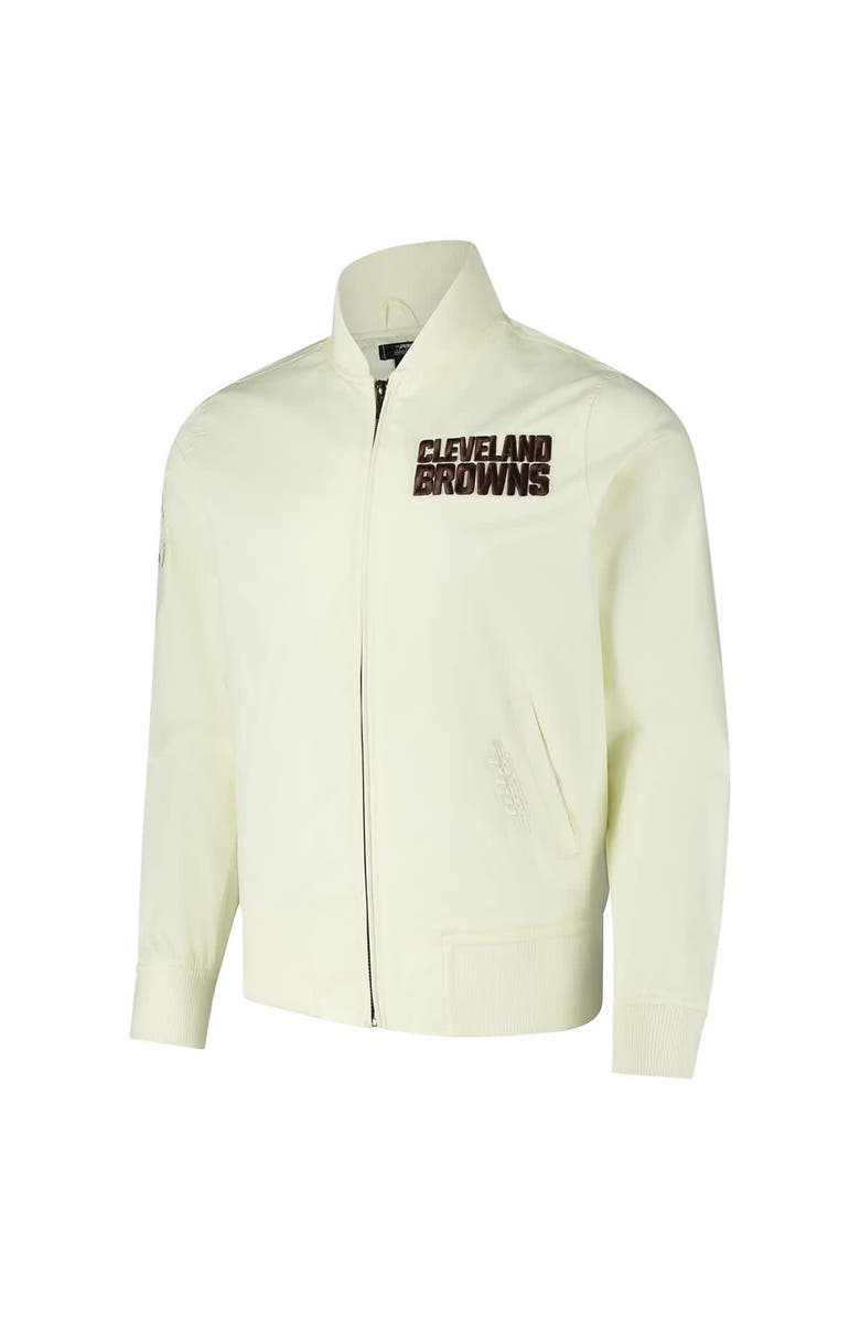 PRO STANDARD Men's Pro Standard Cream Cleveland Browns Triple Tonal Full-Zip Twill Jacket, Alternate, color, Cream