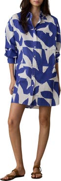 Faherty Kova Long Sleeve Cotton Poplin Shirtdress