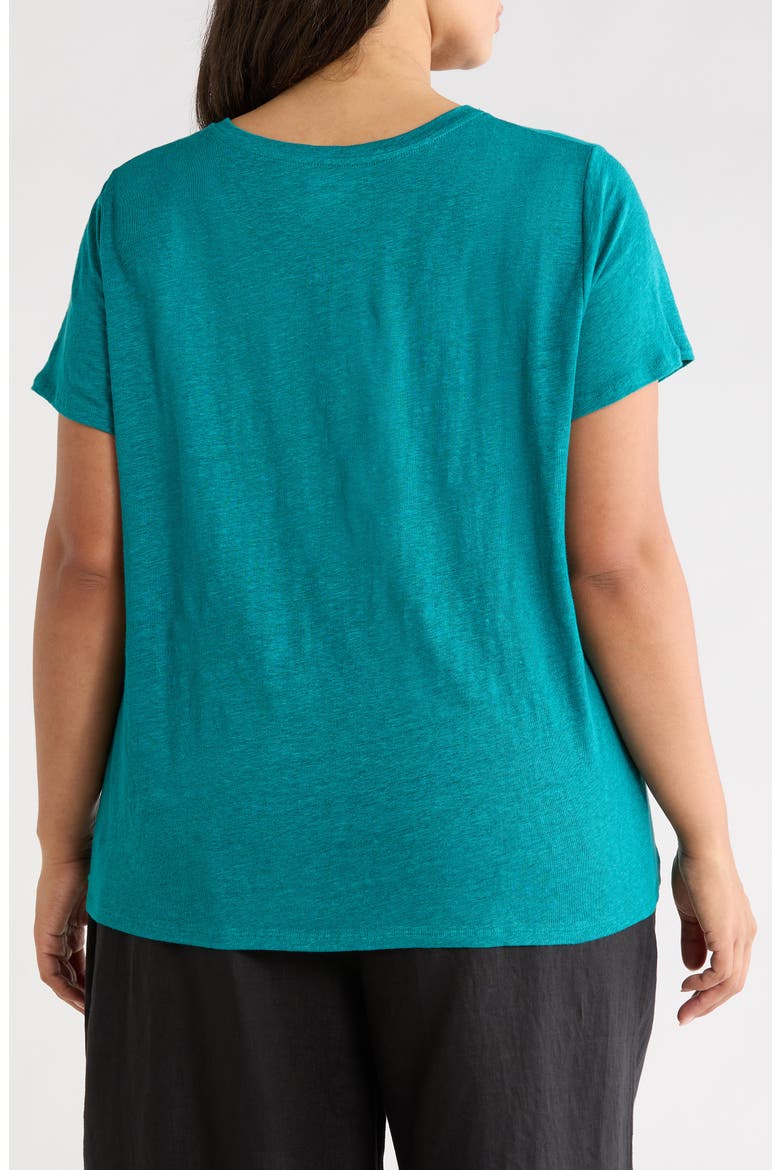 Organic Linen Crewneck T-Shirt, Alternate, color, TEAL