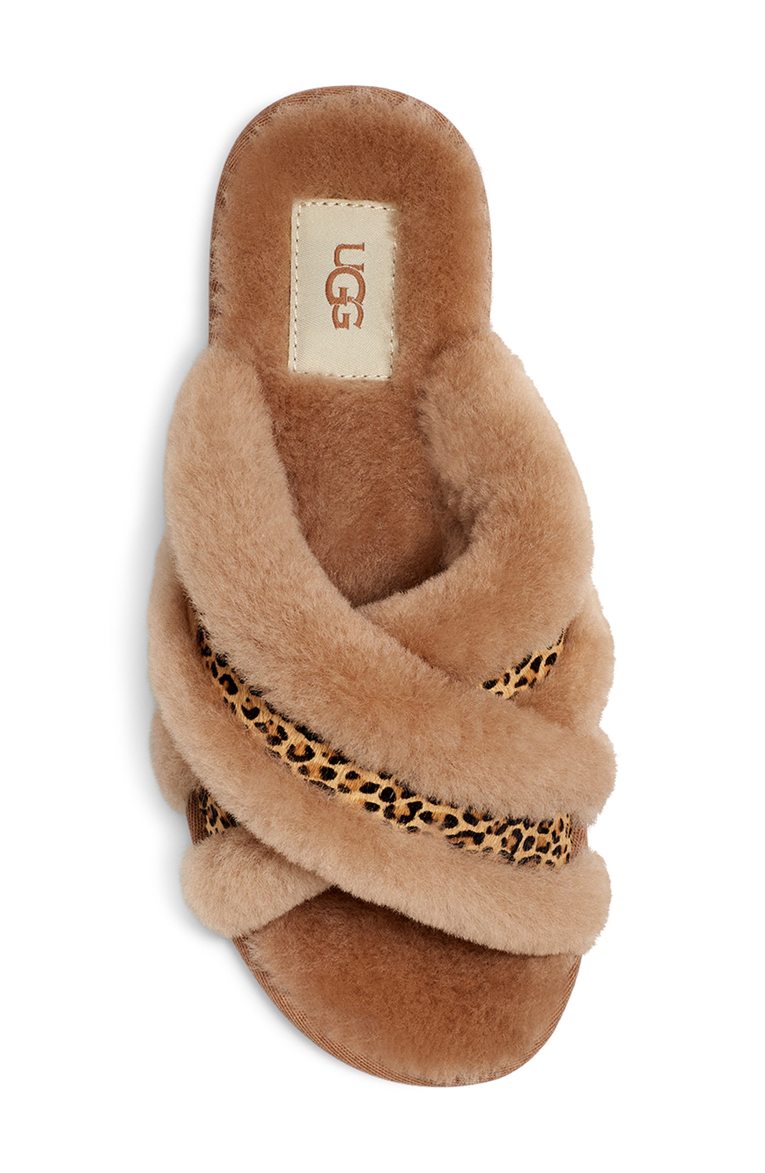 UGG<sup>®</sup> Scuffita Speckles Genuine Shearling & Calf Hair Slipper, Alternate, color, 