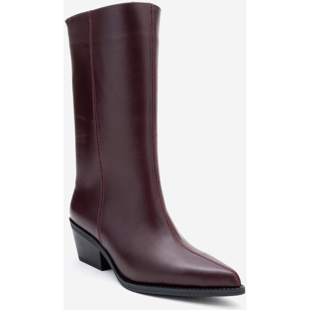 Forever & Always Shoes Juana Leather Pointed Toe Boot In Burgundy