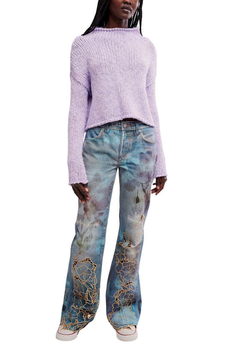 Opal Roll Neck Crop Sweater, Alternate, color, PURPLE SATIN