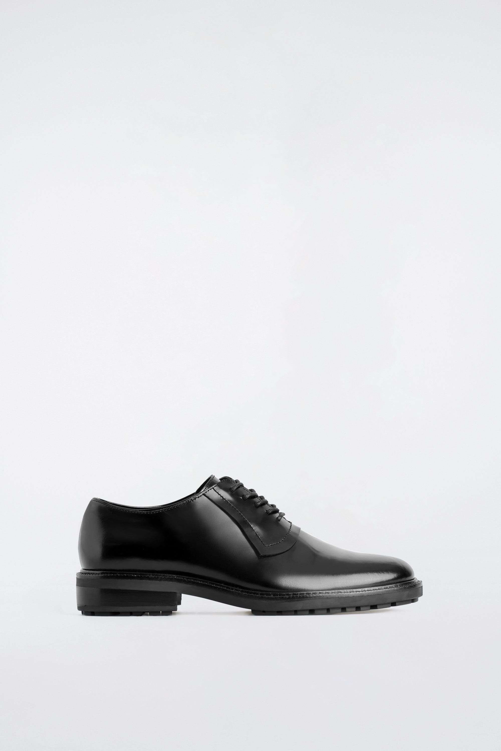 COS Leather Oxford Shoes, Main, color, Black