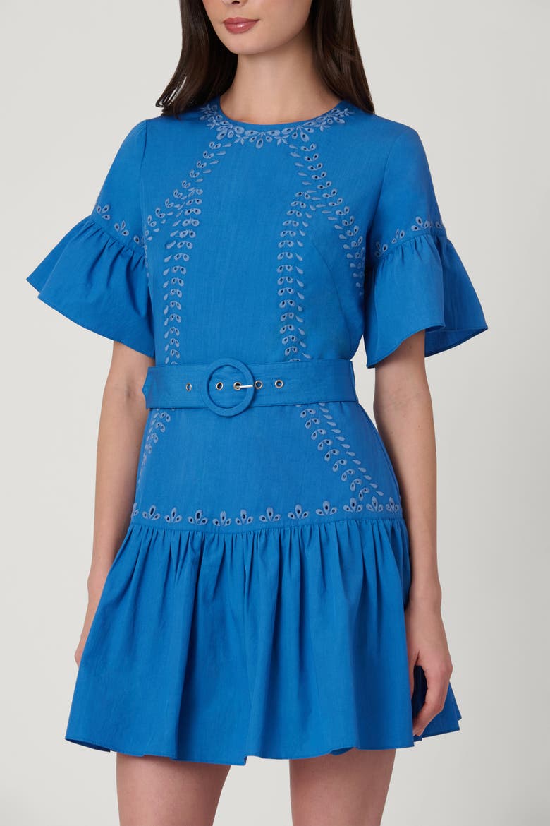Lasercut Cotton Tessa Dress, Alternate, color, Marina