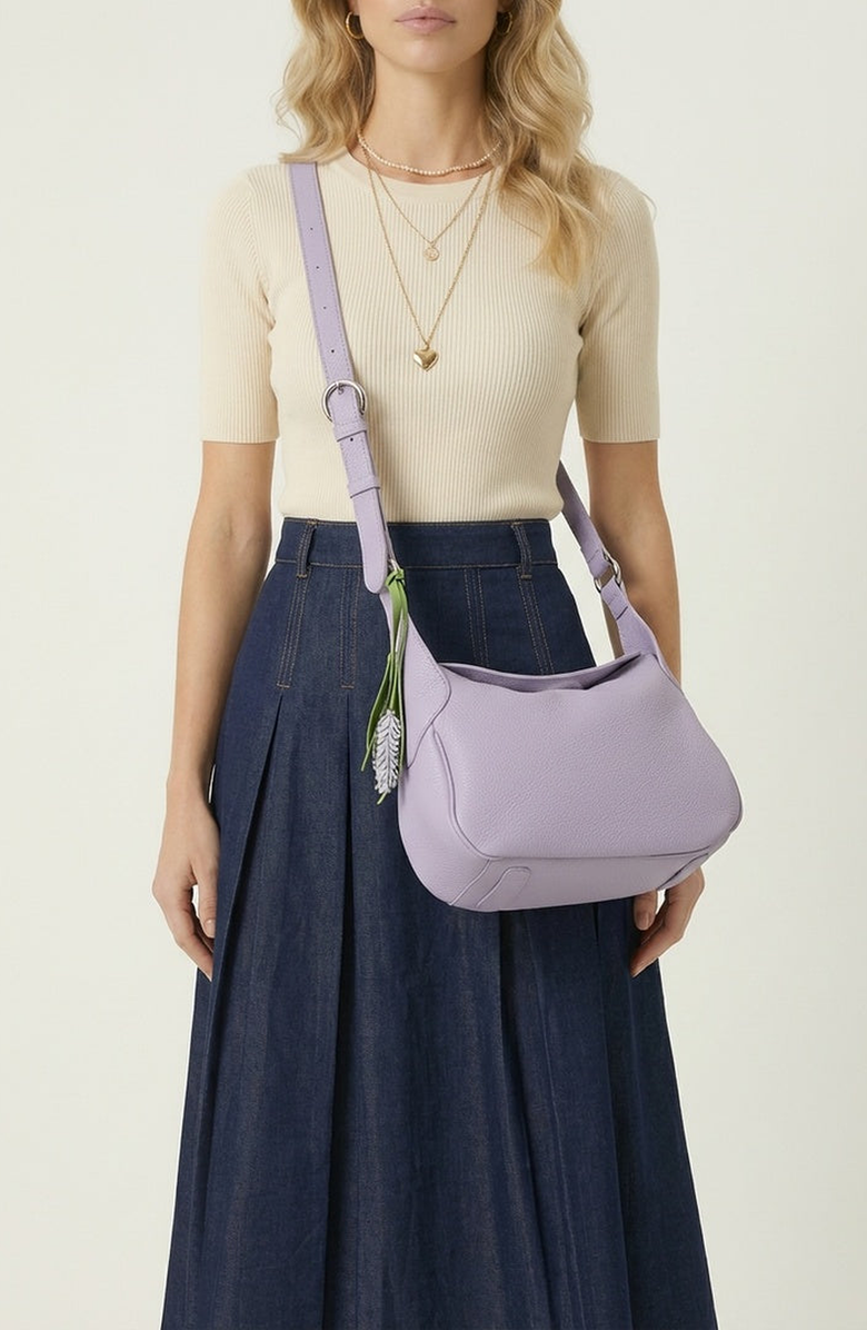 Modenaire Soft Leather Shoulder Bag, Alternate, color, Lavender