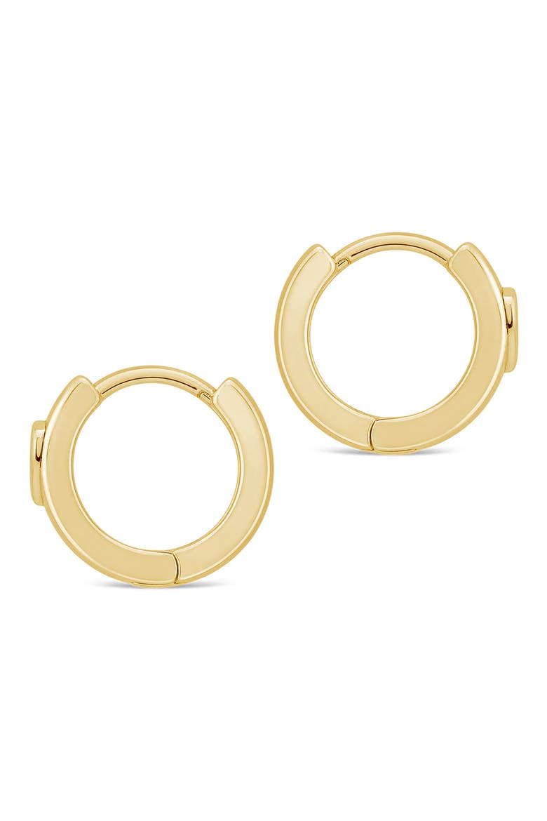 Signet Huggie Hoop Earrings, Alternate, color, GOLD