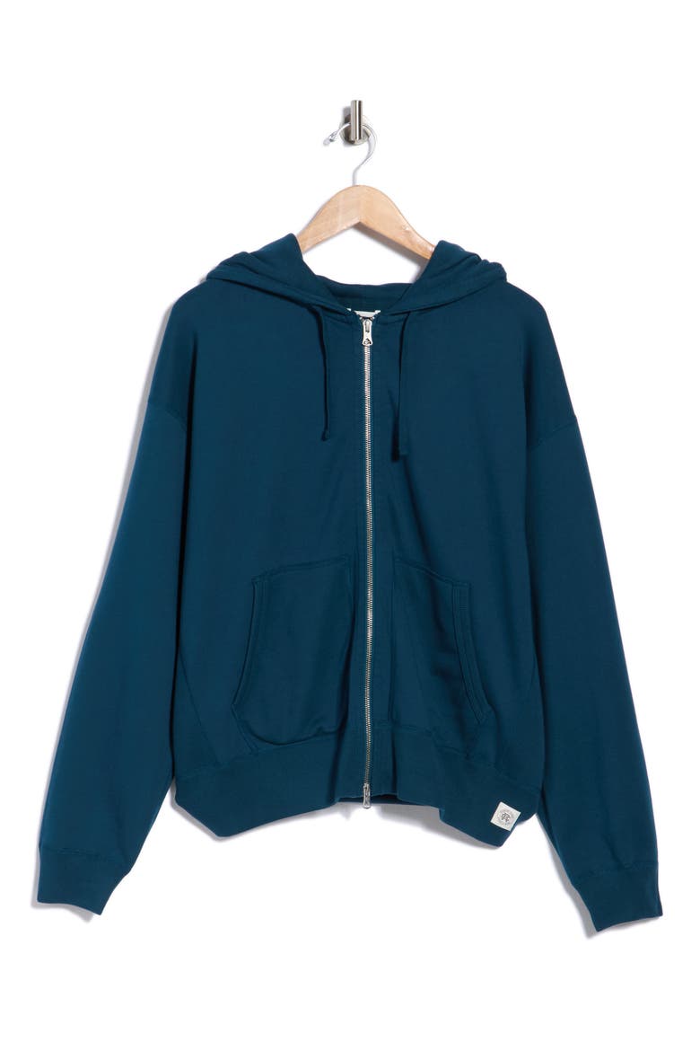 Midweight Terry Relaxed Zip Hoodie, Alternate, color, ATLANTIC