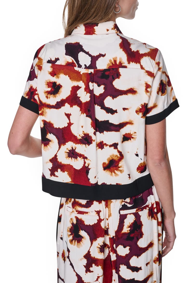 Print Short Sleeve Button-Up Shirt, Alternate, color, FLORAL INKBLOT