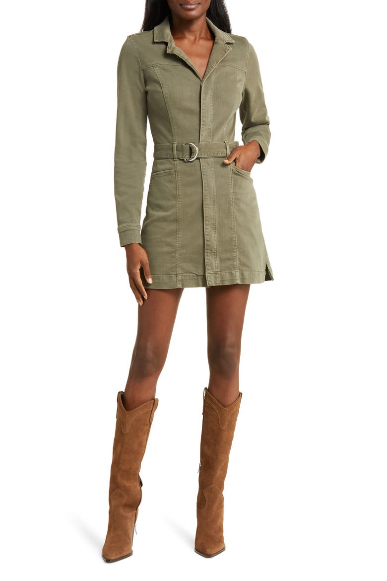 Anessa Belted Long Sleeve Shirtdress, Main, color, VINTAGE GREEN FOREST