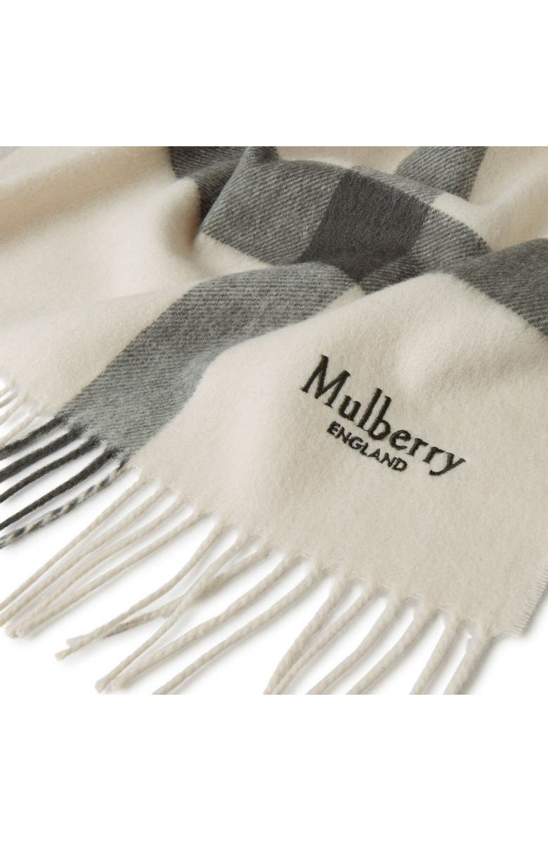 Mulberry Large Check Merino Wool Scarf, Alternate, color, Eggshell-Olive