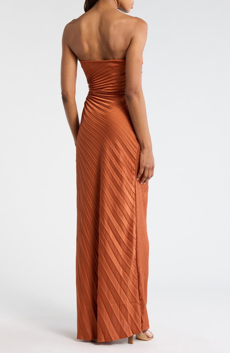 A.L.C. Layla Strapless Pleated Gown, Alternate, color, Red Rock