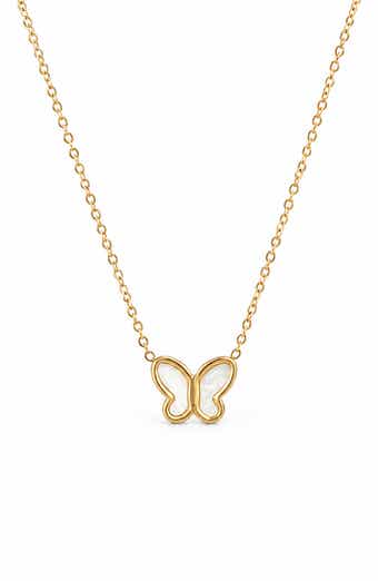 Mother of Pearl Butterfly Pendant Necklace