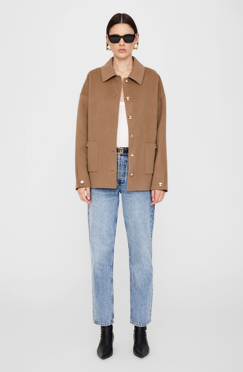 Anine Bing Luca Cashmere Blend Jacket In Brown