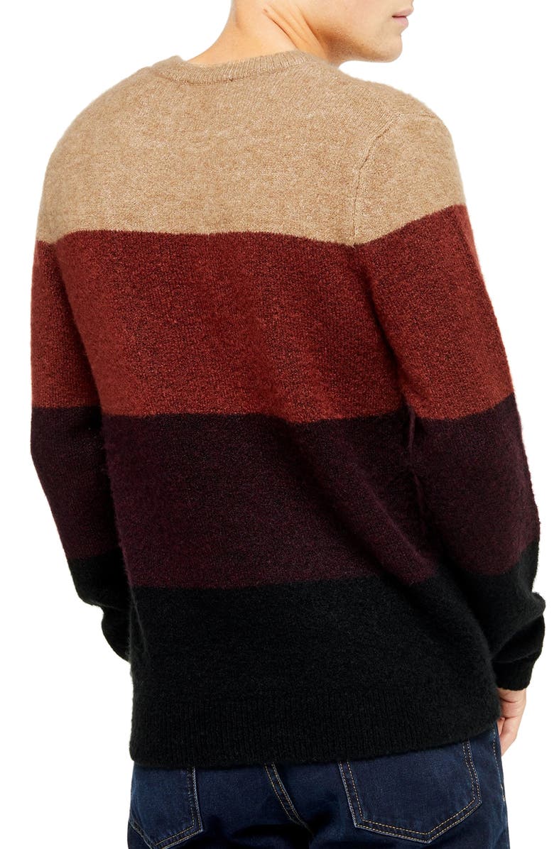 Topman Harlow Classic Fit Colorblock Crewneck Sweater, Alternate, color, 