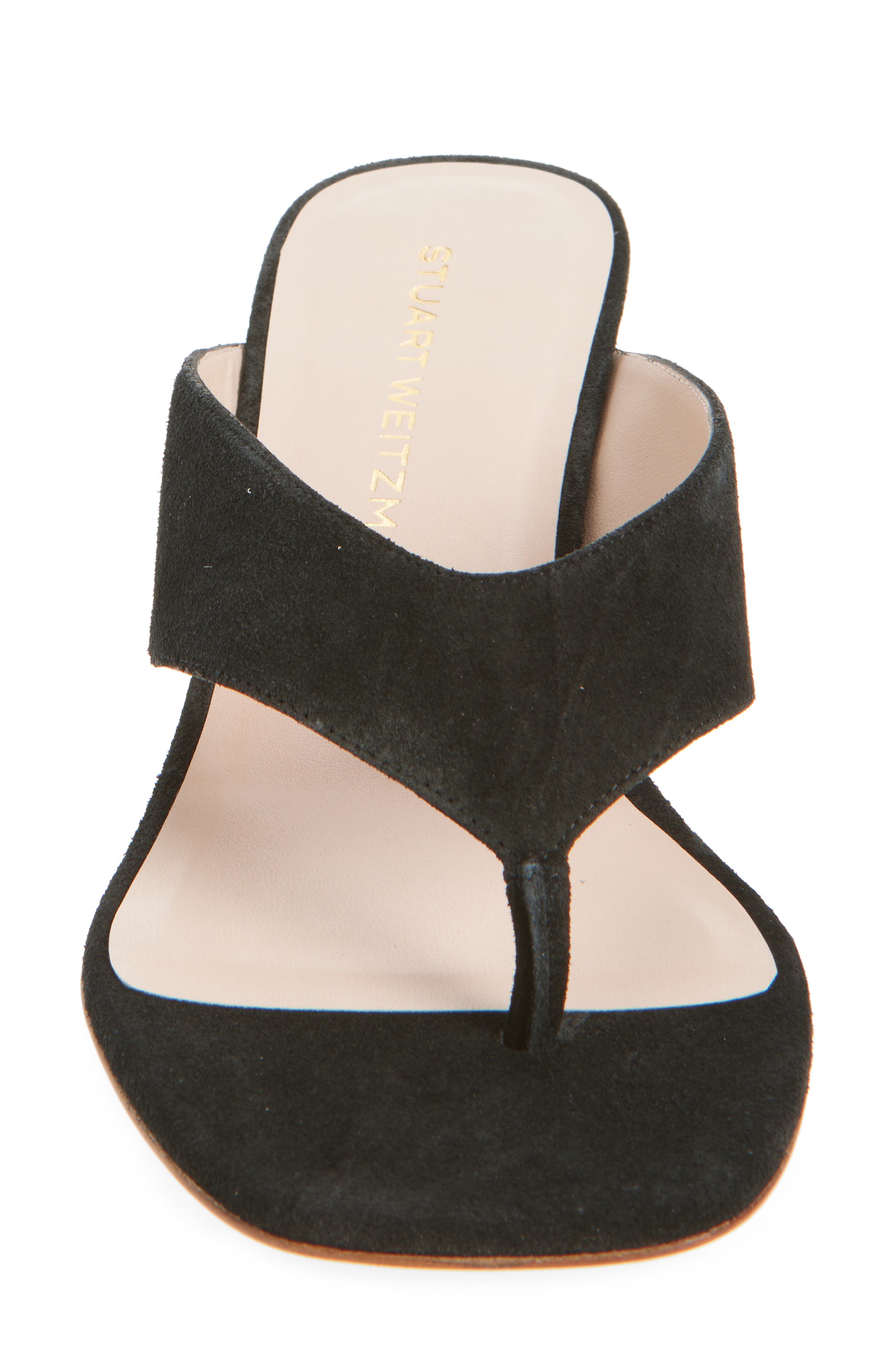 Stuart Weitzman Stassi 50 Thong Sandal, Alternate, color, Black/ New Camel