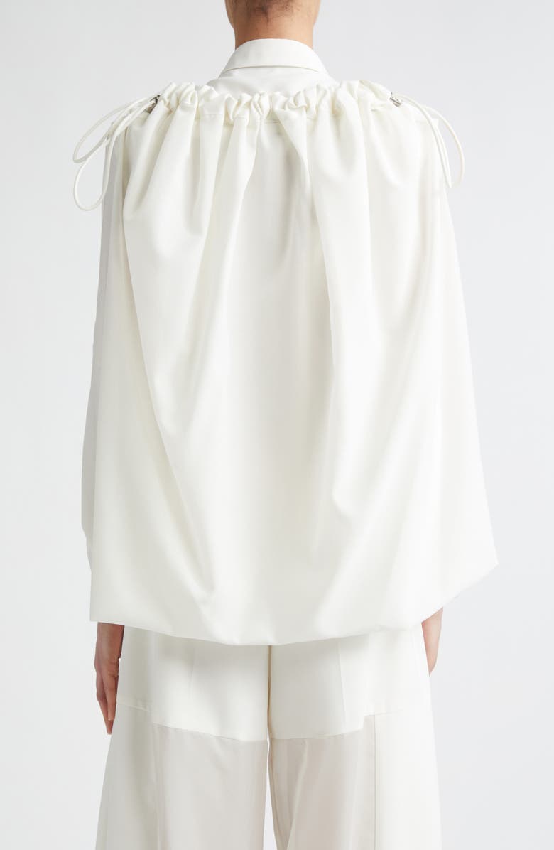 Sacai Suiting Button-Up Cape Shirt, Alternate, color, Off White