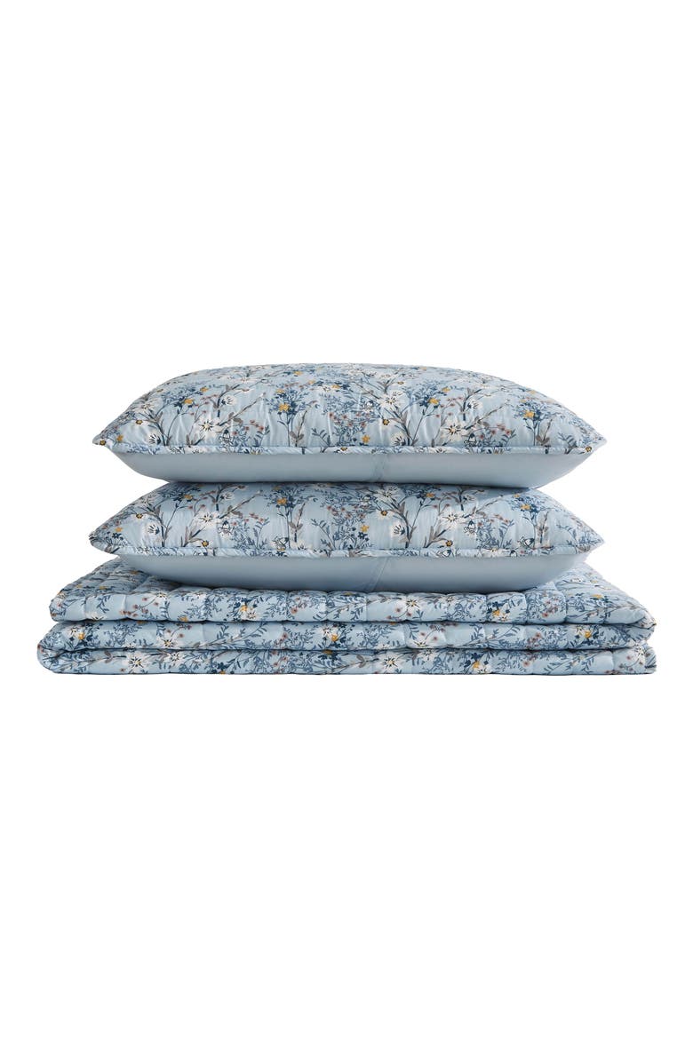 Soft Floral Reversible Quilt Set, Main, color, SOFT FLORAL BLUE