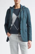 Eleventy Raw Edge Wool Blend Jacket with Removable Hooded Dickey