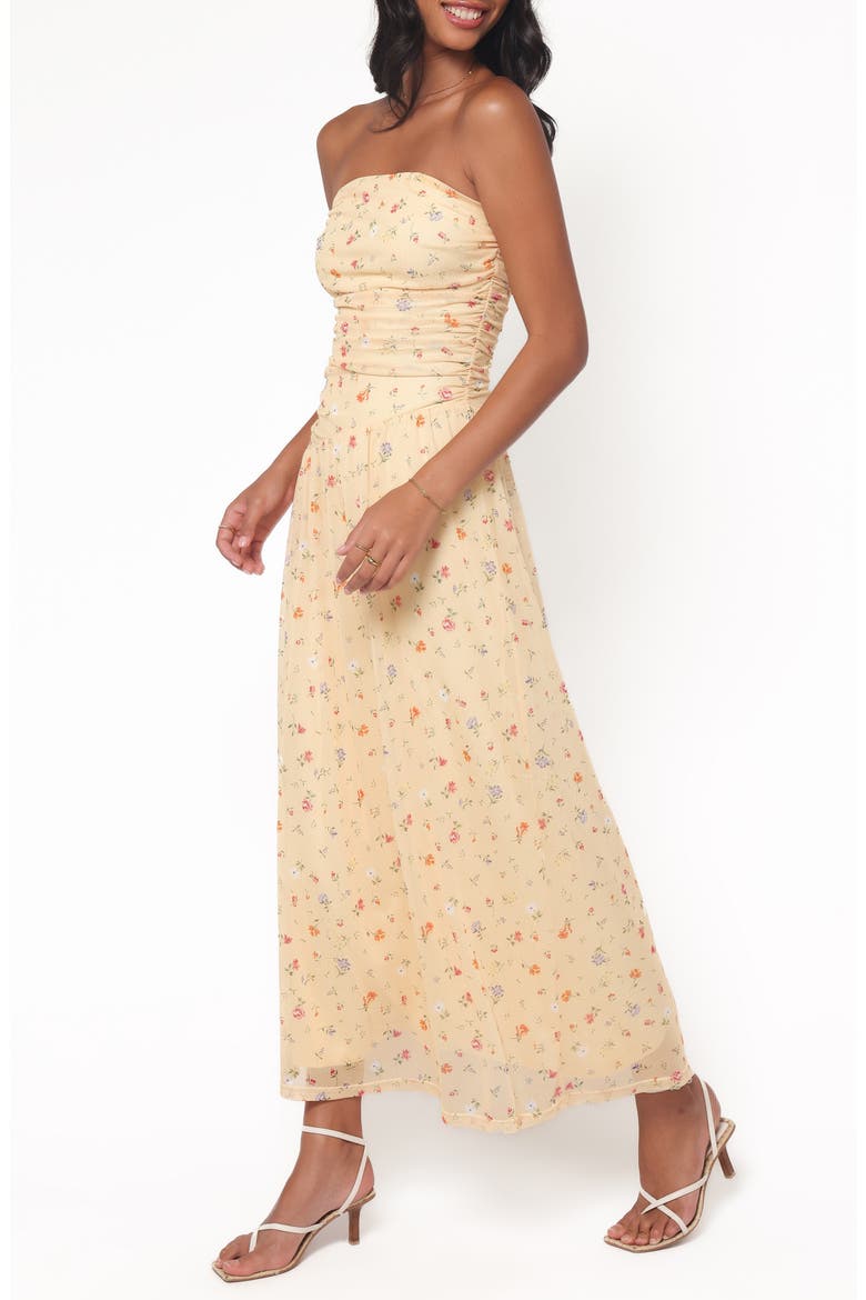 Calypso Floral Strapless Maxi Dress, Alternate, color, YELLOW MEADOW