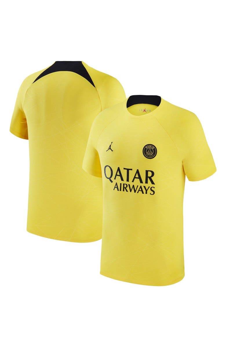 Jordan Brand Men's Jordan Brand Yellow Paris Saint-Germain 2023 Pre-Match Top, Alternate, color, 