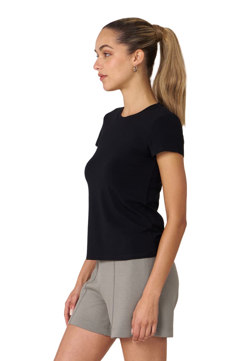 Rebody Essentials Fitted Short Sleeve Top, Alternate, color, Black
