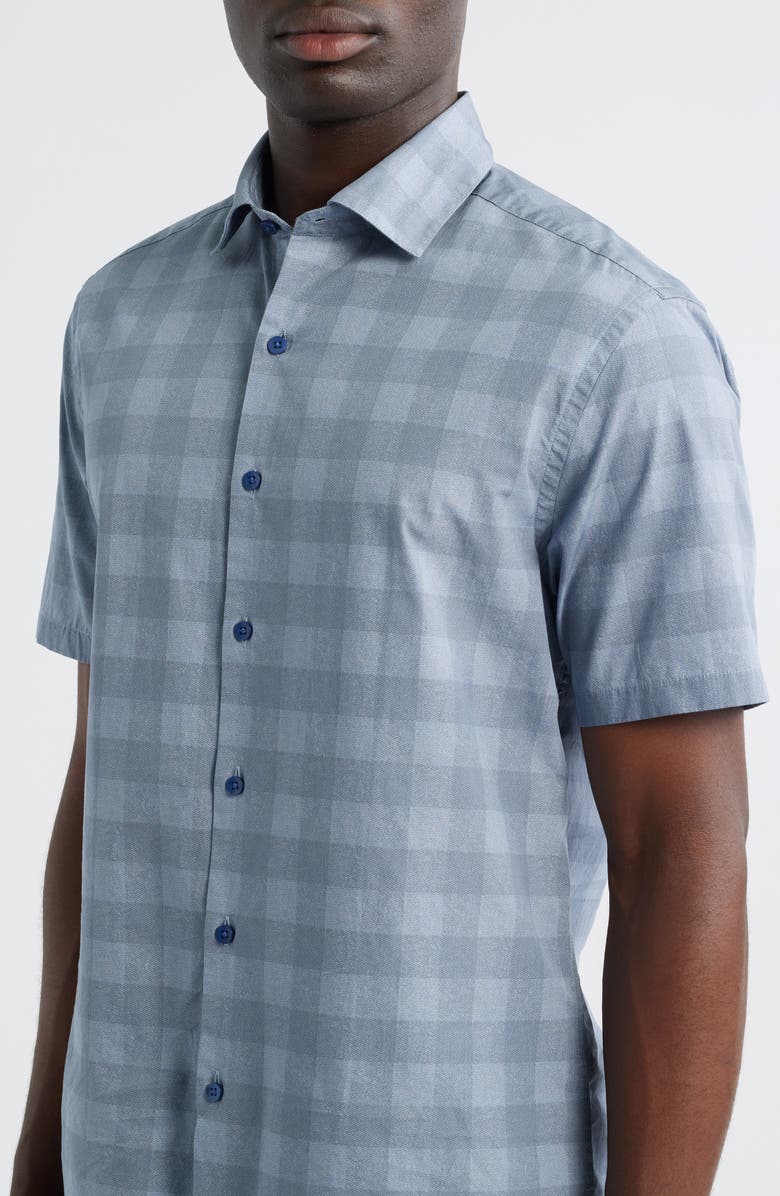 Robert Barakett Gabriel Check Short Sleeve Cotton Button-Up Shirt, Alternate, color, Blue