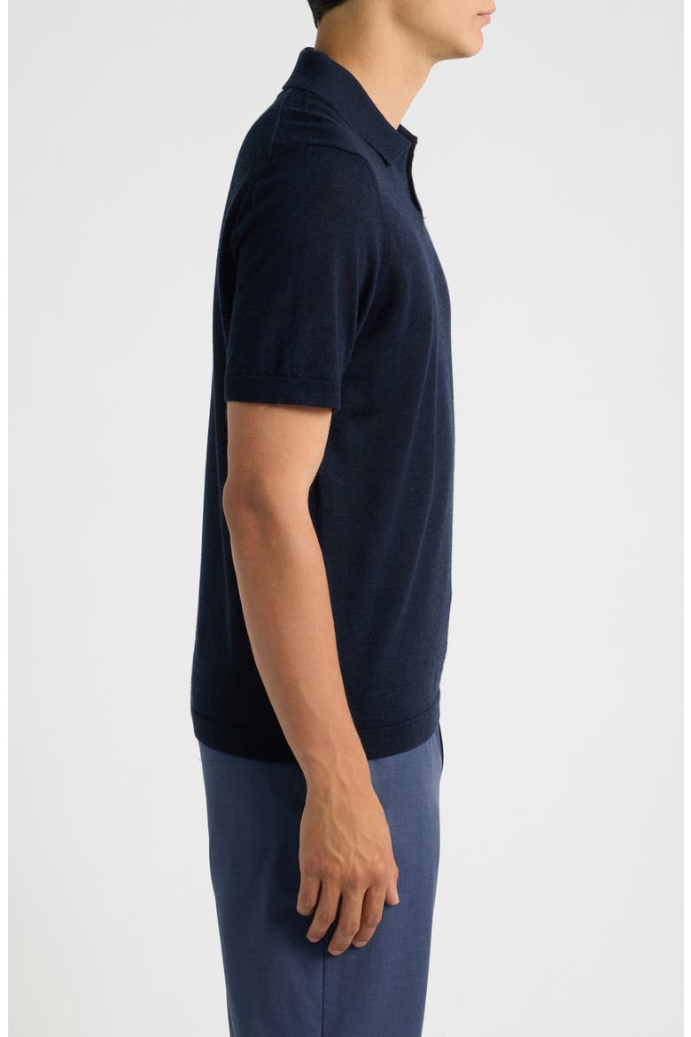 Wool Johnny Collar Polo, Alternate, color, NAVY