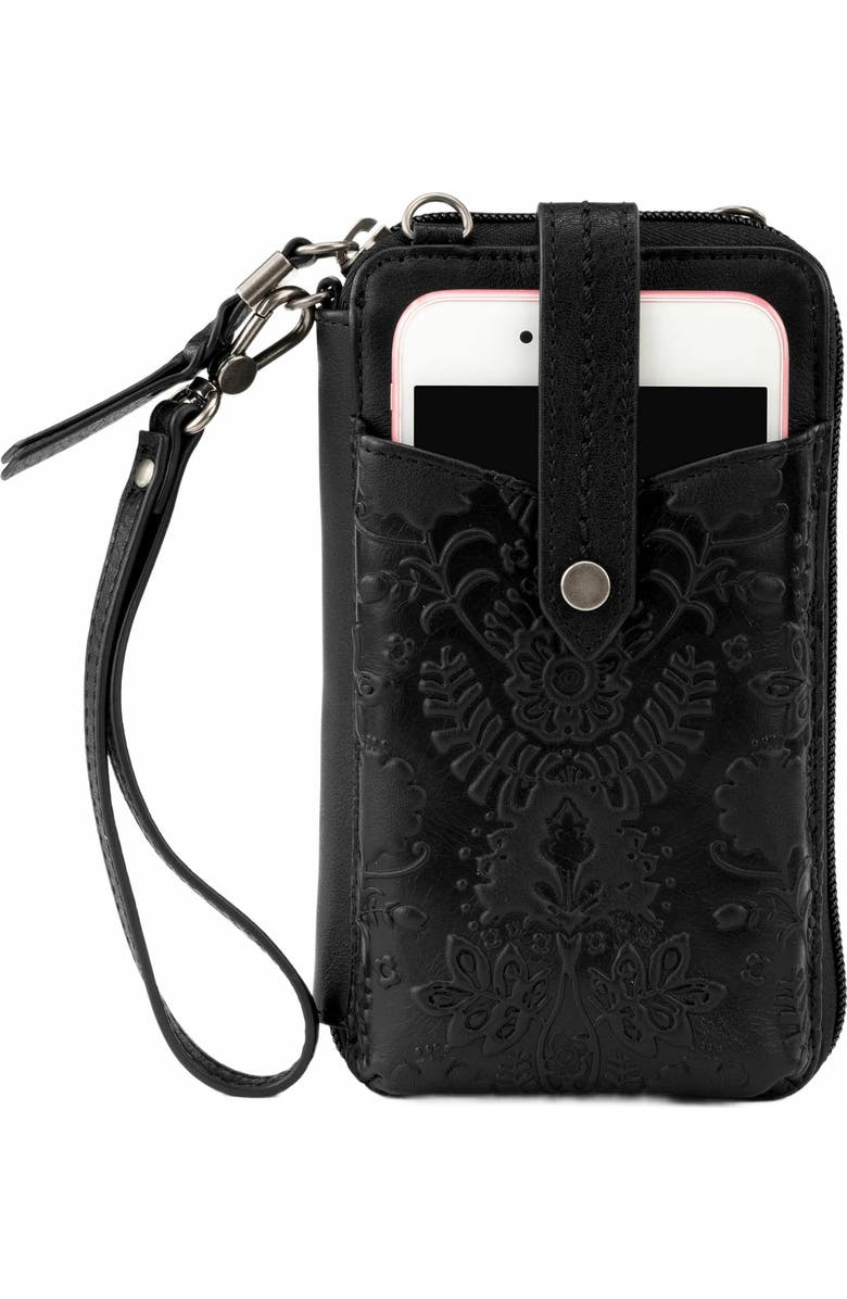 The Sak Silverlake N/S Smartphone Crossbody, Main, color, Black Floral Emboss