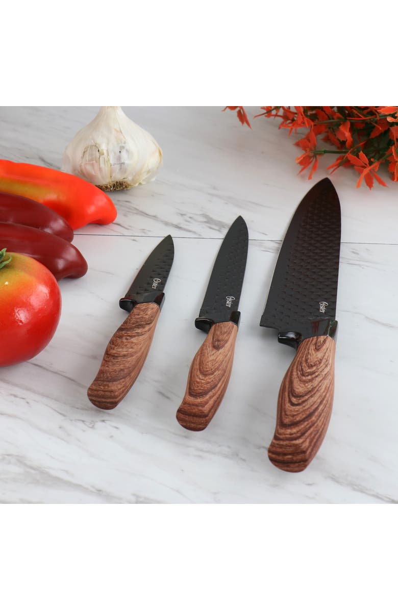 OSTER Gunderson 3 Piece Black Stainless Steel Cutlery Set, Alternate, color, Black