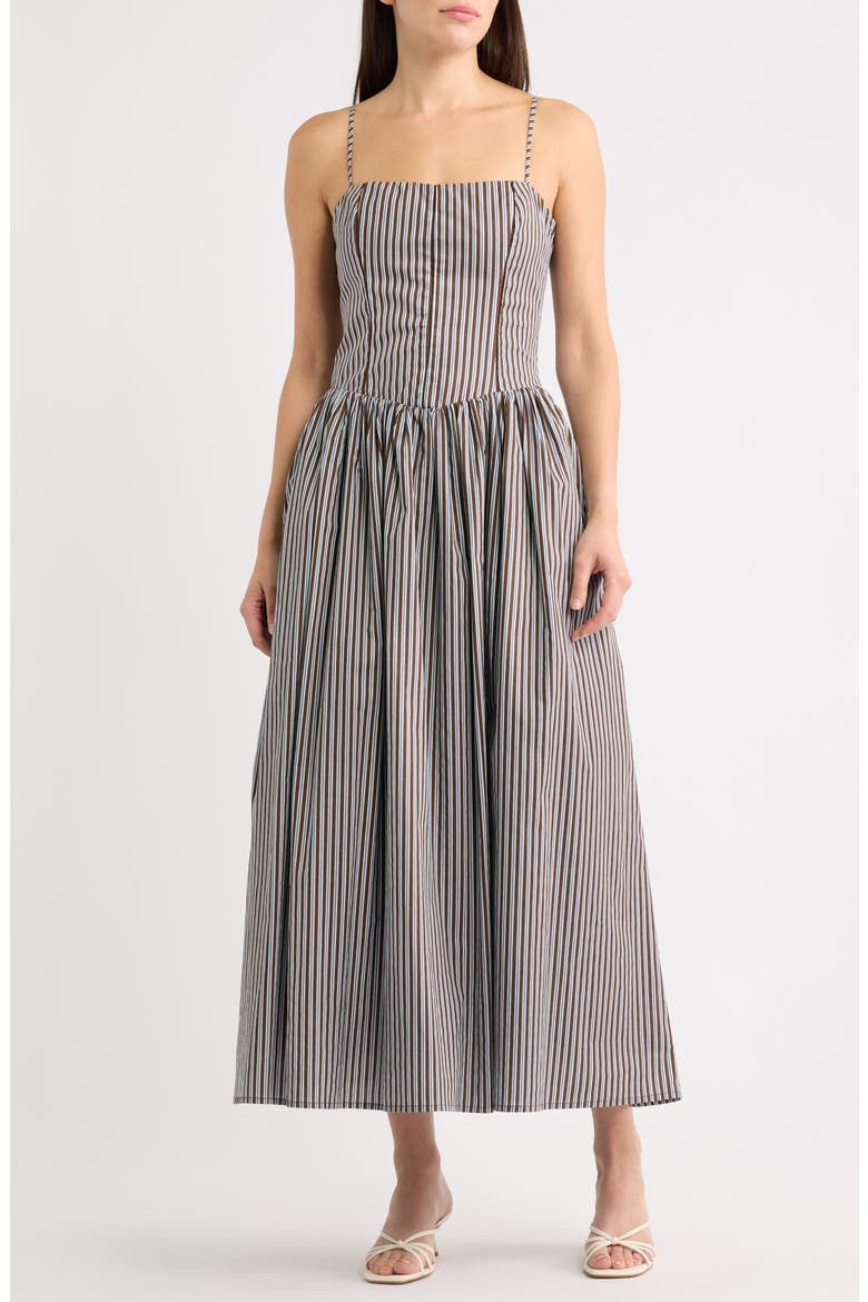 Chandler Fit & Flare Cotton Maxi Dress, Main, color, BROWN MULTI