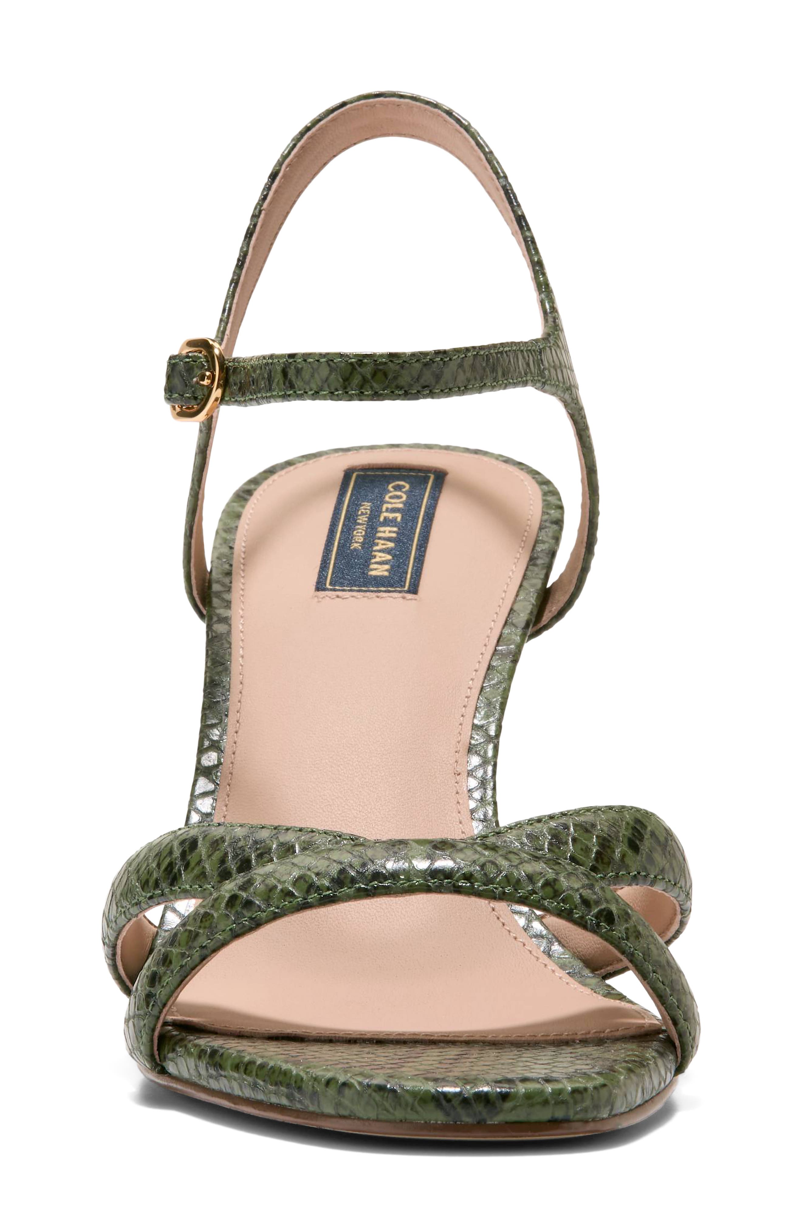 Constantina Ankle Strap Sandal, Alternate, color, CHIVE GLOSSY SNAKE PRINT