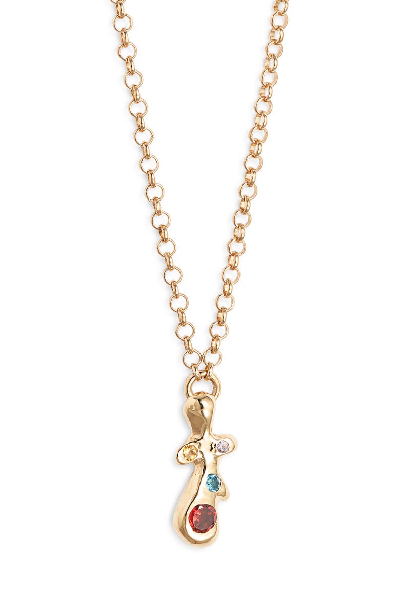 Form Stone Pendant Necklace, Main, color, GOLD PLATED BRONZE