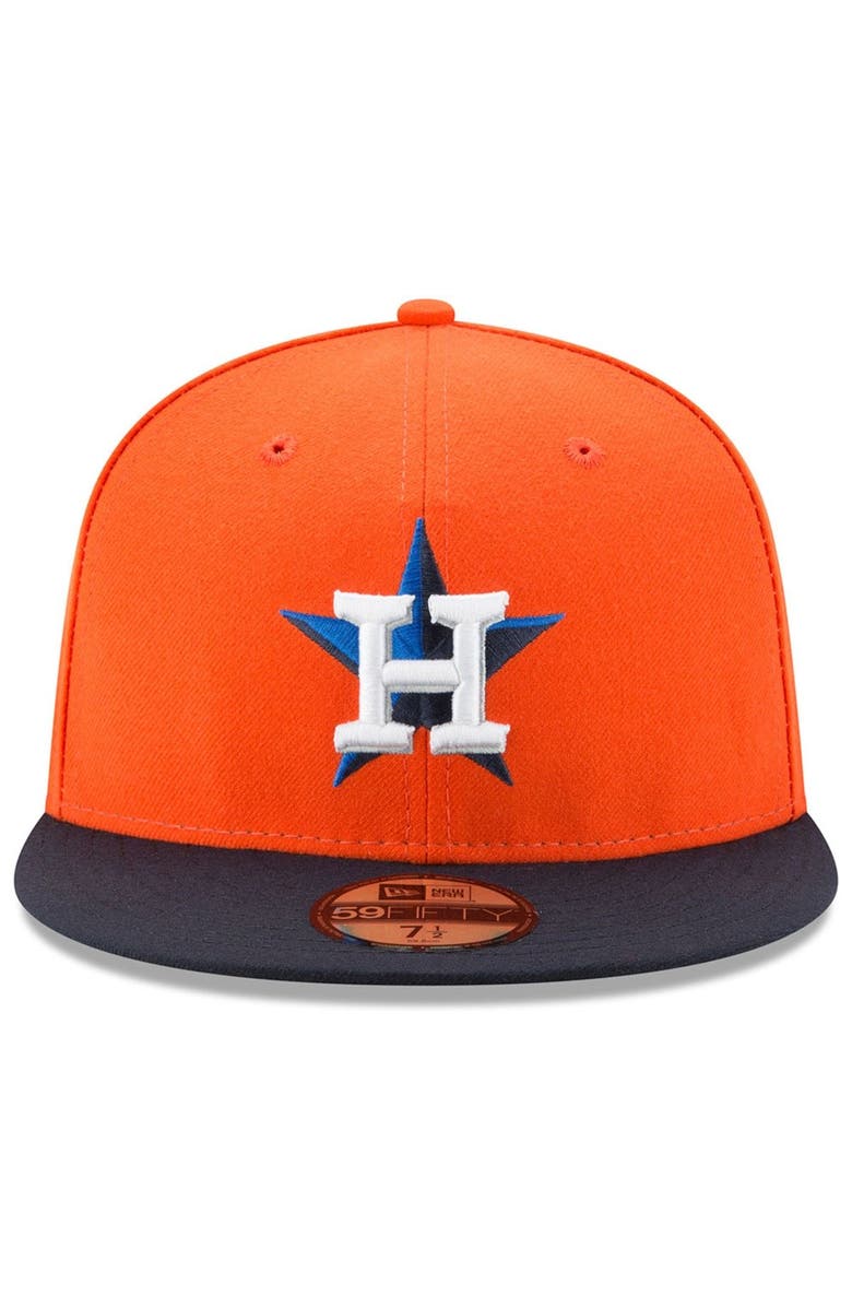 New Era Men's New Era Orange/Navy Houston Astros 2022 World Series Side Patch 59FIFTY Fitted Hat, Alternate, color,