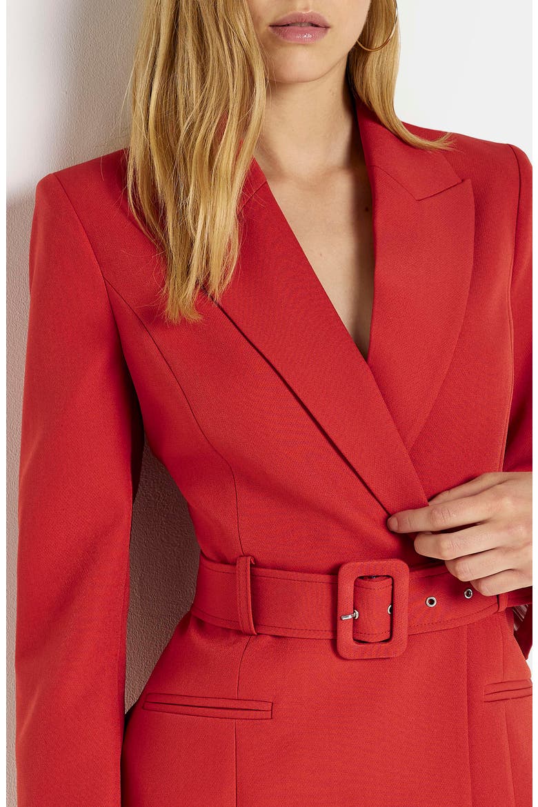 Belted Double Breasted Blazer Dress, Alternate, color, RED