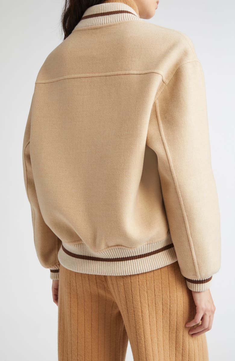 Eleventy Wool Varsity Jacket, Alternate, color, Sand And Vicuna