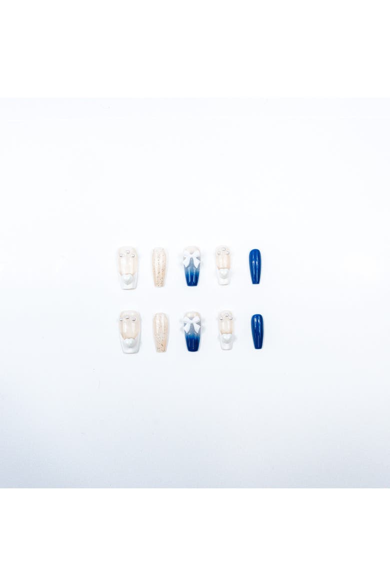 Winter Wonderland Bliss- Premium Handmade Press On Nails, Alternate, color, Blue/Beige