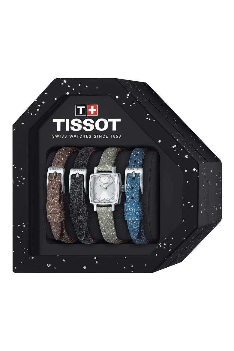 Loveley Square Diamond Watch with Interchangeable Straps, 20mm, Alternate, color, SILVER
