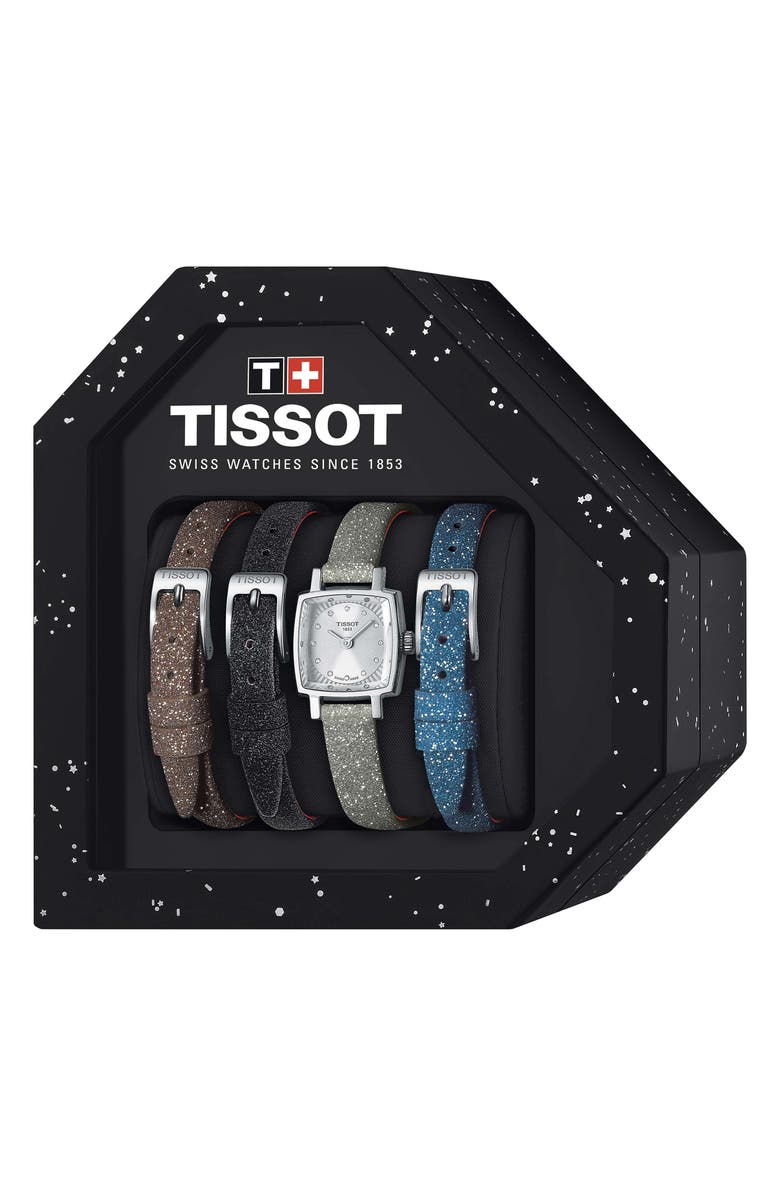 Tissot Loveley Square Diamond Watch with Interchangeable Straps, 20mm, Alternate, color, Silver