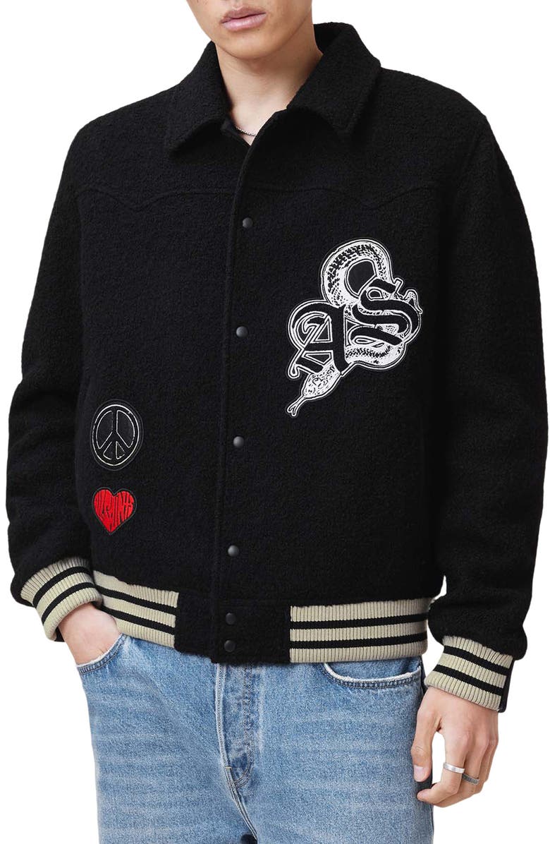 AllSaints Ambaum Wool Blend Bomber Jacket, Alternate, color, 