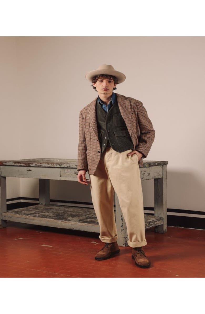 Fortela Double-Breasted Plaid Jacket, Alternate, color, Camel