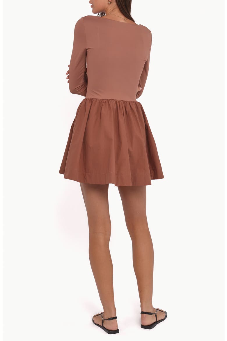 Sheena Long Sleeve Fit & Flare Minidress, Alternate, color, MOCHA